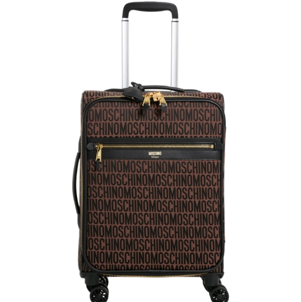 💕HP💕NWT MOSCHINO ALL-OVER LOGO NYLON TROLLEY CASE CARRY ON💕 - Picture 10 of 16